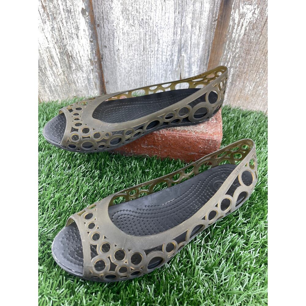 Crocs Adrina Jelly Bubble Detail Sandal Ballet Rubber Green Shoes Women's 8